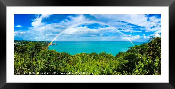 Magical Rainbow on the Devon Coastline Framed Mounted Print by stuart bingham