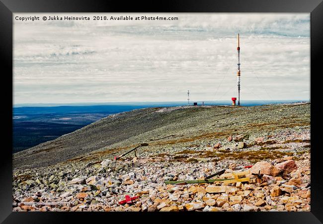 Telecommunications Tower On Top Of The Fjell Framed Print by Jukka Heinovirta