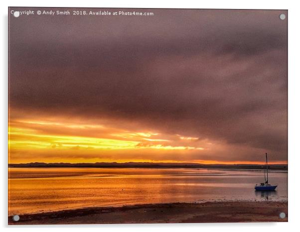 Serene Sunset at Ravenglass Estuary Acrylic by Andy Smith