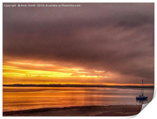 Serene Sunset at Ravenglass Estuary Print by Andy Smith