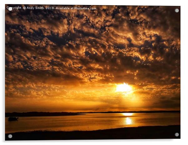 Majestic Sunset Over Ravenglass Estuary Acrylic by Andy Smith