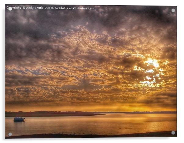 Majestic Sun Setting over Ravenglass Estuary Acrylic by Andy Smith