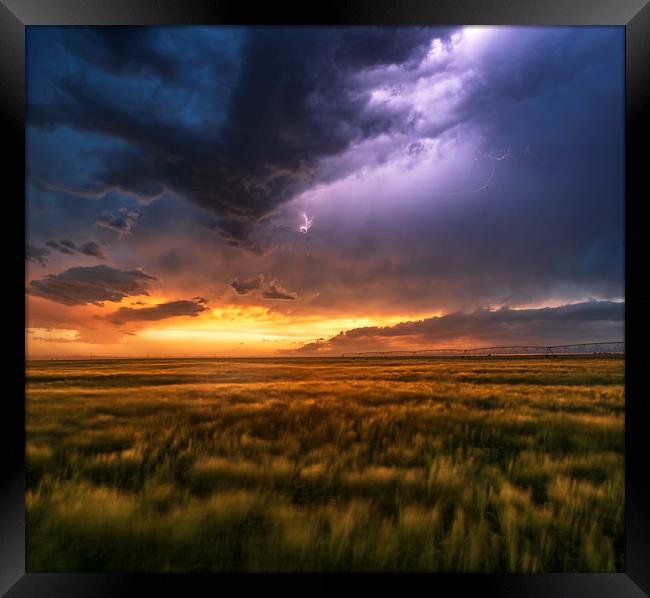 Stormy Sunset in Nebraska Framed Print by John Finney
