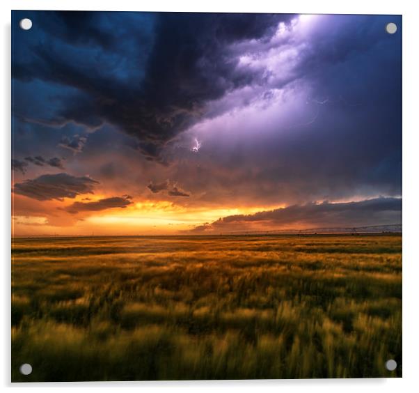 Stormy Sunset in Nebraska Acrylic by John Finney