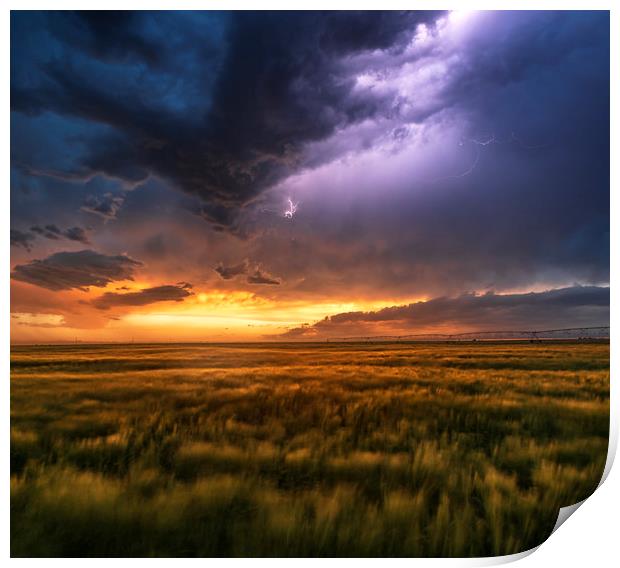 Stormy Sunset in Nebraska Print by John Finney