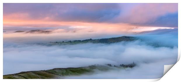 Eccles Pike rises above the fog at sunrise  Print by John Finney