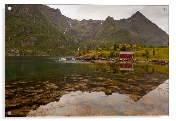 Hütte am Fjord Acrylic by Thomas Schaeffer