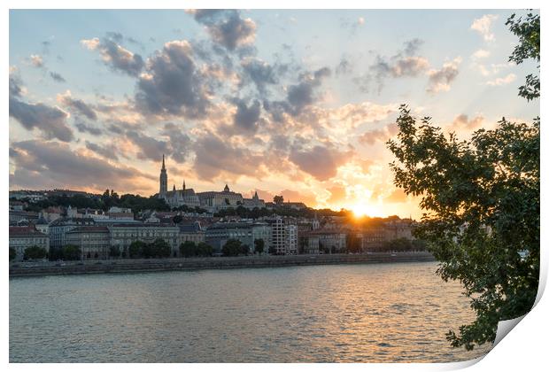 The sunset in Budapest Print by Sergio Delle Vedove