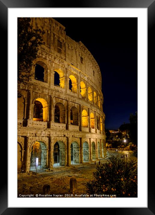 Colosseum section at night Framed Mounted Print by Rosaline Napier