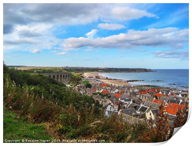 Cullen and its viaduct Moray, Scotland Print by Rosaline Napier