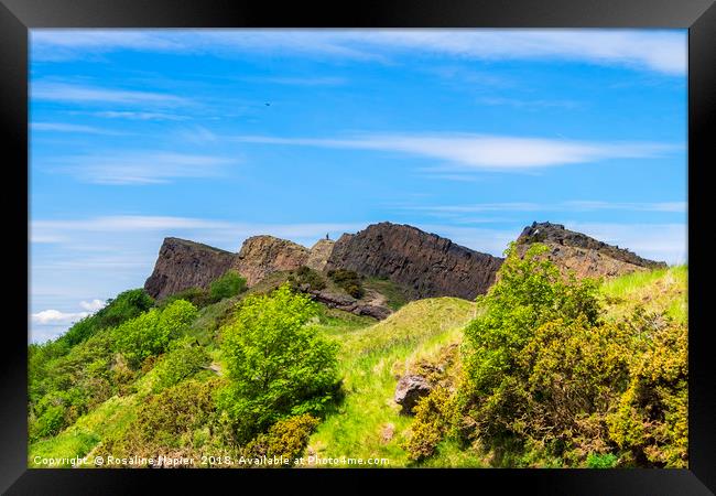 Solitary figure on Salisbury Crags Edinburgh Framed Print by Rosaline Napier