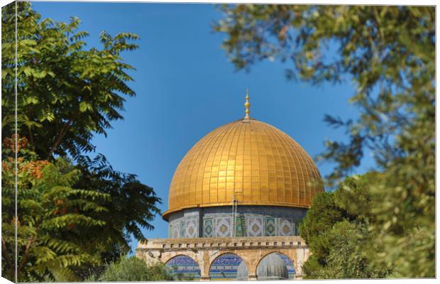 The Temple Mount Dome of the Rock, Jerusalem Canvas Print by yeshaya dinerstein