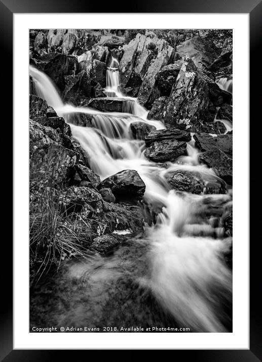 Winter Rapids Snowdonia  Framed Mounted Print by Adrian Evans