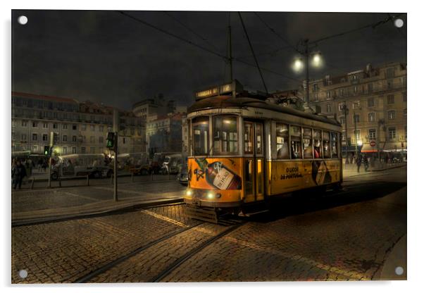 the tram nr 12 in Lisbon Acrylic by Sergio Delle Vedove