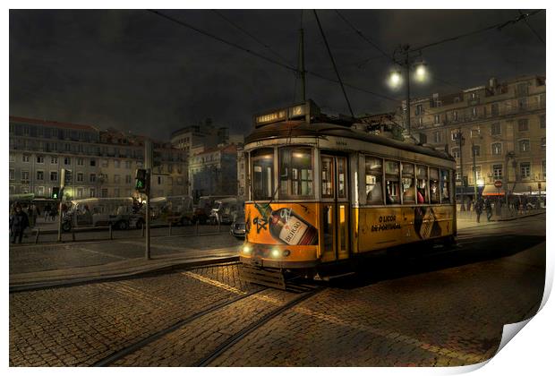 the tram nr 12 in Lisbon Print by Sergio Delle Vedove