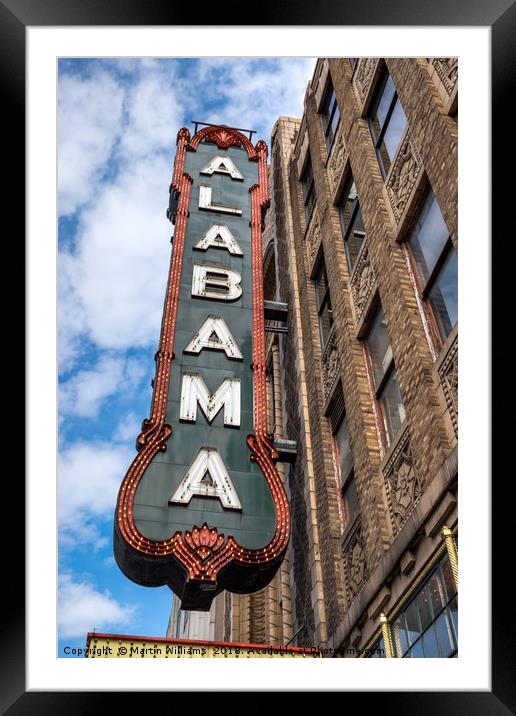 Alabama Theatre Sign, Birmingham, Al Framed Mounted Print by Martin Williams