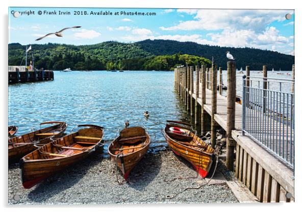 Rowing boats on Windermere Acrylic by Frank Irwin
