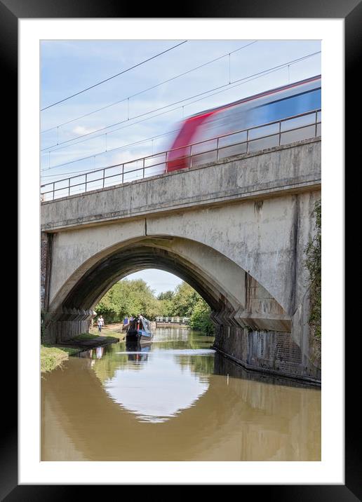 Train crossing canal Framed Mounted Print by Graham Custance