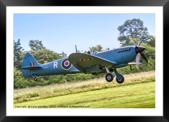 Spitfire PR.XI PL965/R G-MKXI landing Framed Mounted Print by Colin Smedley