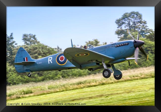 Spitfire PR.XI PL965/R G-MKXI landing Framed Print by Colin Smedley