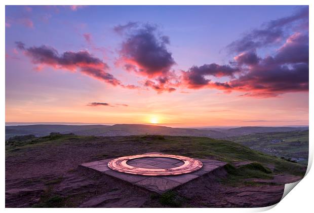 Eccles Pike Topograph at sunset Print by John Finney