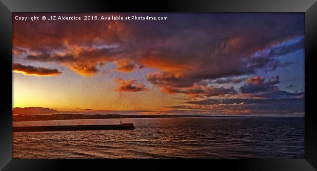 Radiant Coastal Sunset Framed Print by LIZ Alderdice
