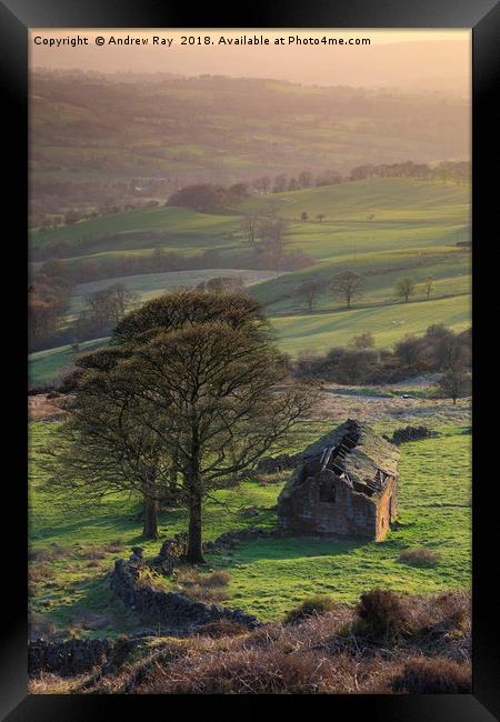 Evening Light at Roach End Barn Framed Print by Andrew Ray