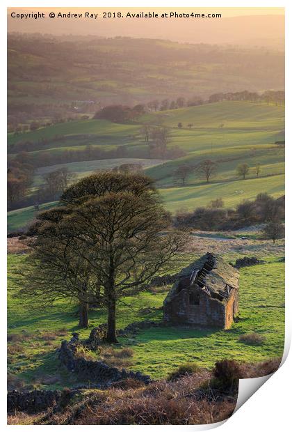 Evening Light at Roach End Barn Print by Andrew Ray