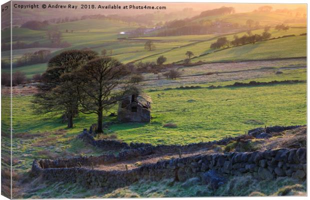 Late light at Roach End Barn Canvas Print by Andrew Ray
