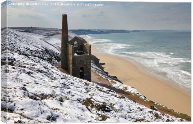 Snow above Wheal Coates Canvas Print by Andrew Ray