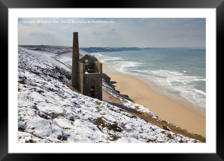 Snow above Wheal Coates Framed Mounted Print by Andrew Ray