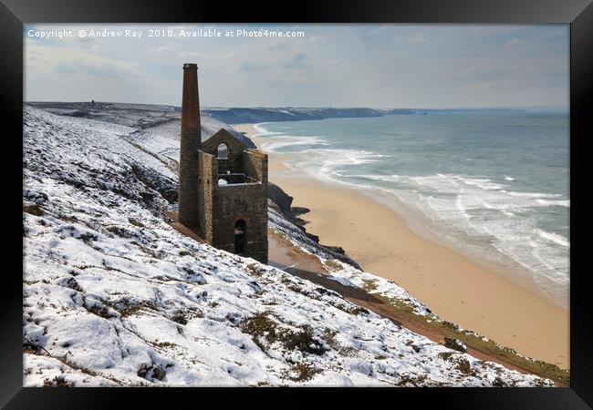 Snow above Wheal Coates Framed Print by Andrew Ray
