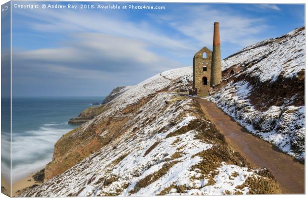 Winters Morning (Wheal Coates) Canvas Print by Andrew Ray