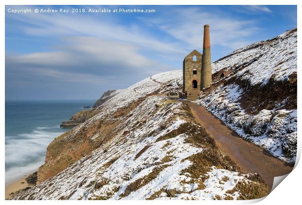 Winters Morning (Wheal Coates) Print by Andrew Ray