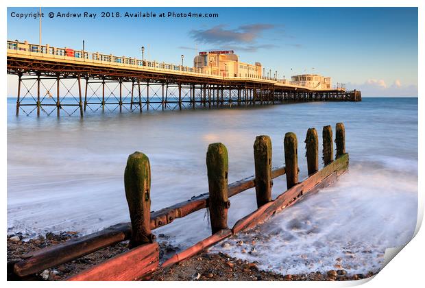 Pier and Groyne (Worthing) Print by Andrew Ray