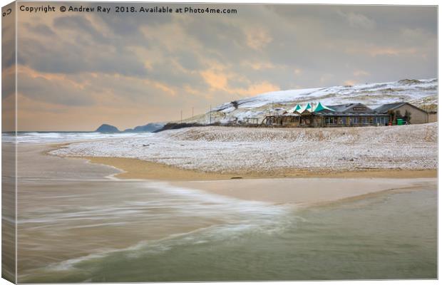 Winters evening (Perranporth) Canvas Print by Andrew Ray