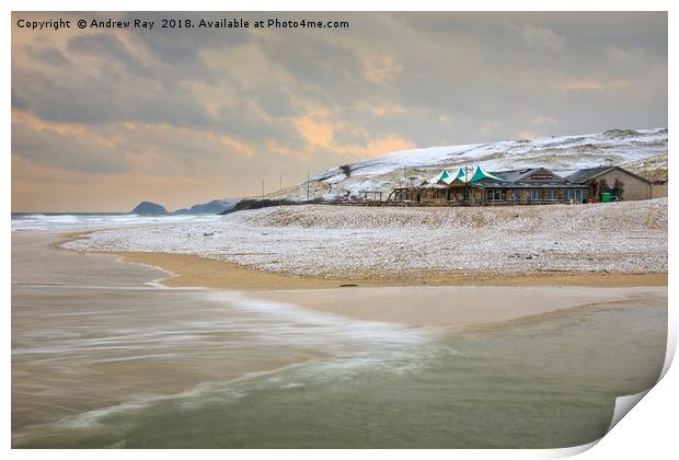 Winters evening (Perranporth) Print by Andrew Ray