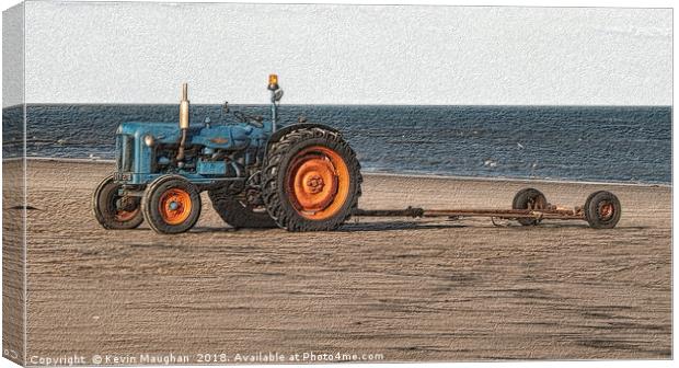 Fordson Tractor On The Beach At Seaton Deleval Nor Canvas Print by Kevin Maughan