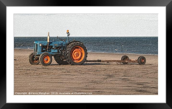 Fordson Tractor On The Beach At Seaton Deleval Nor Framed Mounted Print by Kevin Maughan