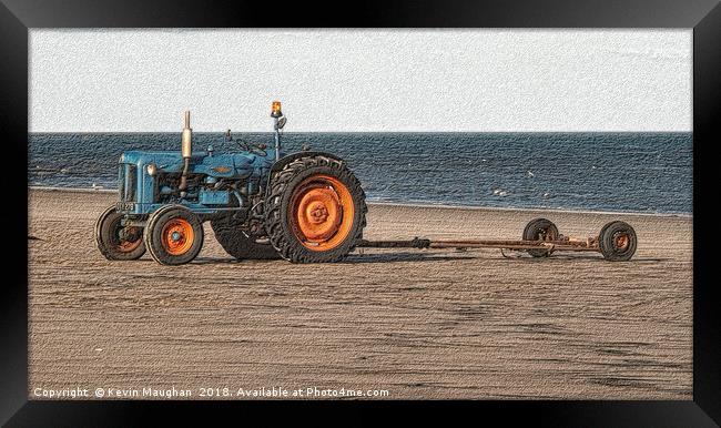 Fordson Tractor On The Beach At Seaton Deleval Nor Framed Print by Kevin Maughan