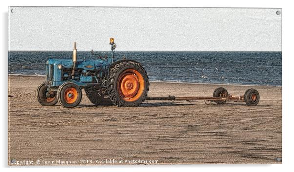 Fordson Tractor On The Beach At Seaton Deleval Nor Acrylic by Kevin Maughan
