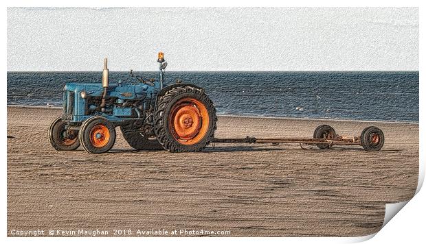 Fordson Tractor On The Beach At Seaton Deleval Nor Print by Kevin Maughan