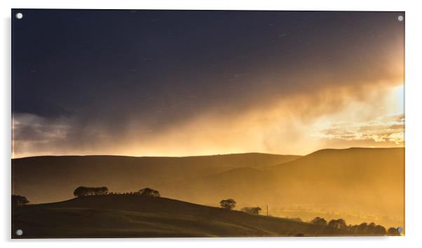 Eccles Pike heavy rain at sunset Acrylic by John Finney