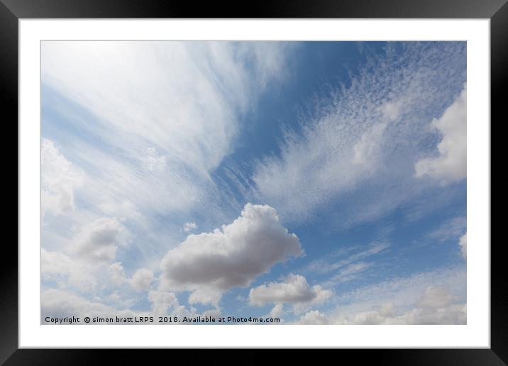 Beautiful white clouds and blue sky 0108 Framed Mounted Print by Simon Bratt LRPS