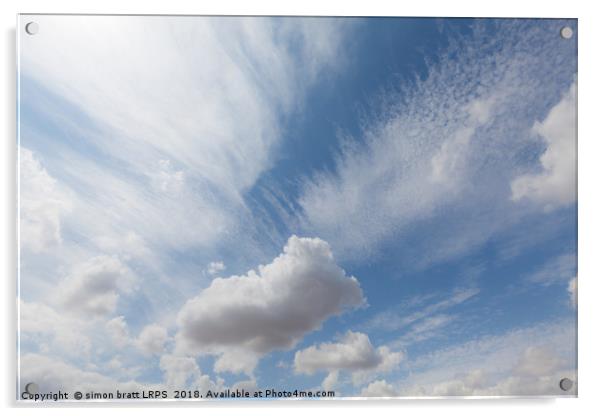 Beautiful white clouds and blue sky 0108 Acrylic by Simon Bratt LRPS