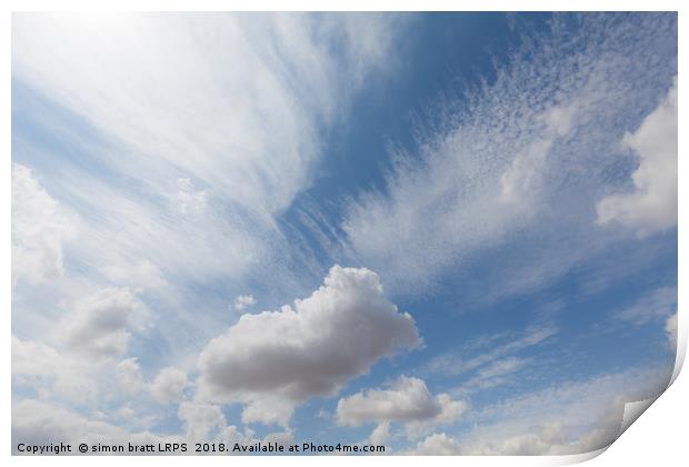 Beautiful white clouds and blue sky 0108 Print by Simon Bratt LRPS