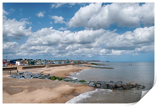  Southwold beach chalets Print by Linda Cooke