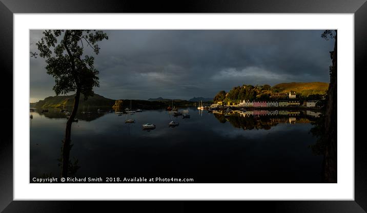 Dawn sunlight over Loch Portree Framed Mounted Print by Richard Smith