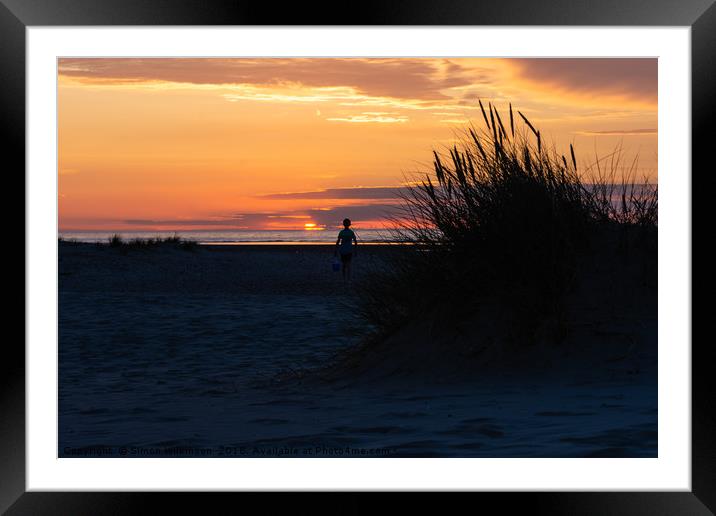 Lone Boy at sunset Framed Mounted Print by Simon Wilkinson