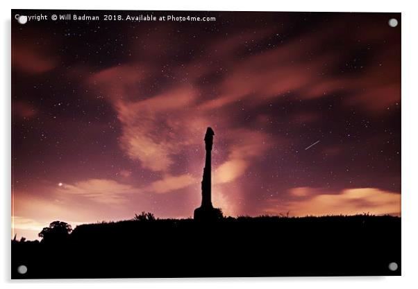 The night sky at Butleigh War Memorial  Acrylic by Will Badman